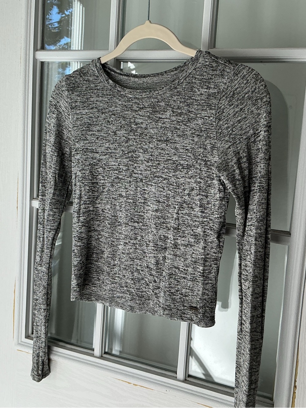 Hollister Long Sleeve Heathered Crewneck Top - Gray